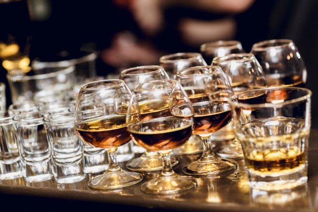 Group of  spirits in brandy snifters