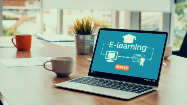E-learning and Online Education for Student and University Concept.